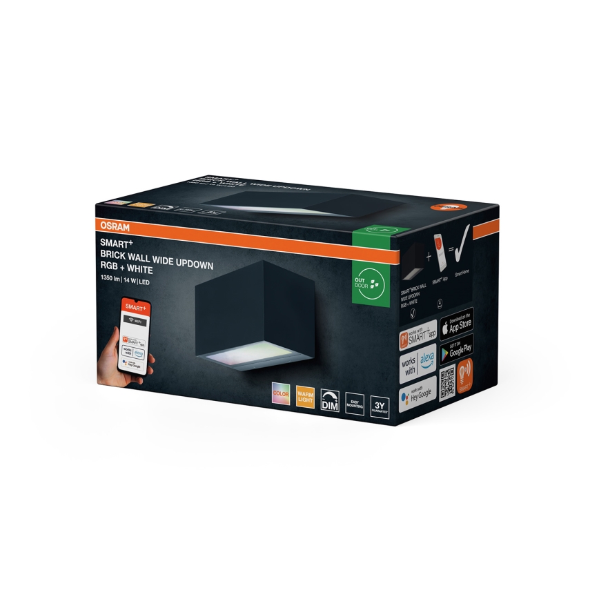 Osram - Applique murale d'extérieur dimmable LED RGBW SMART+ BRICK LED/14W/230V IP44 Wi-Fi