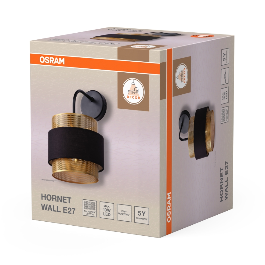 Osram - Applique murale DECOR HORNET 1xE27/10W/230V noire/dorée