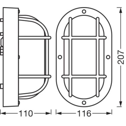 Osram - Applique murale d'extérieur BULKHEAD 1xE27/10W/230V IP54 noire