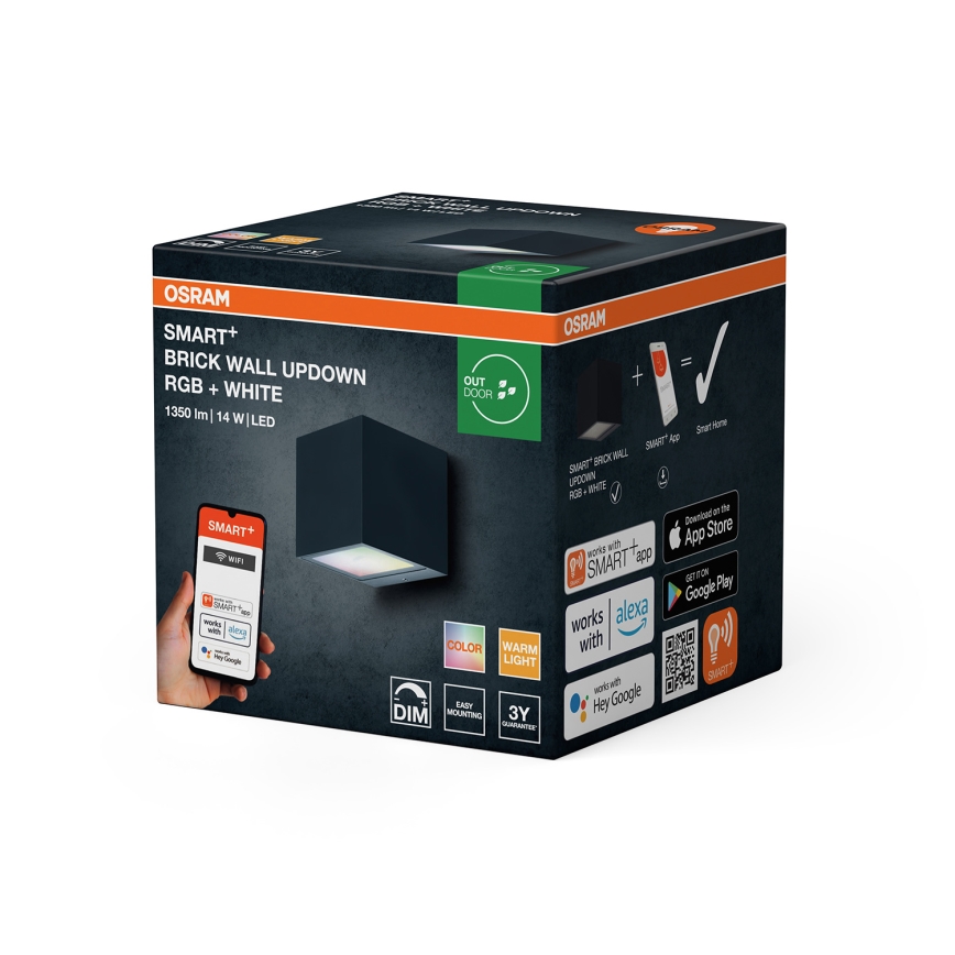 Osram - Applique murale d'extérieur SMART+ BRICK LED RGBW dimmable 14W/230V IP44 Wi-Fi