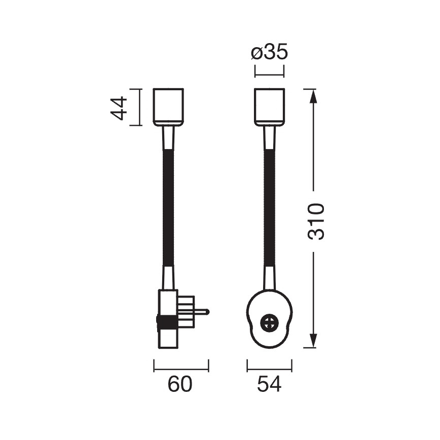 Osram - Applique murale flexible PLUG TUBE FLEX 1xGU10/5W/230V noire