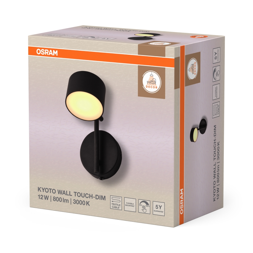 Osram - Applique murale LED dimmable à commande tactile DECOR KYOTO LED/12W/230V CRI 90 noire