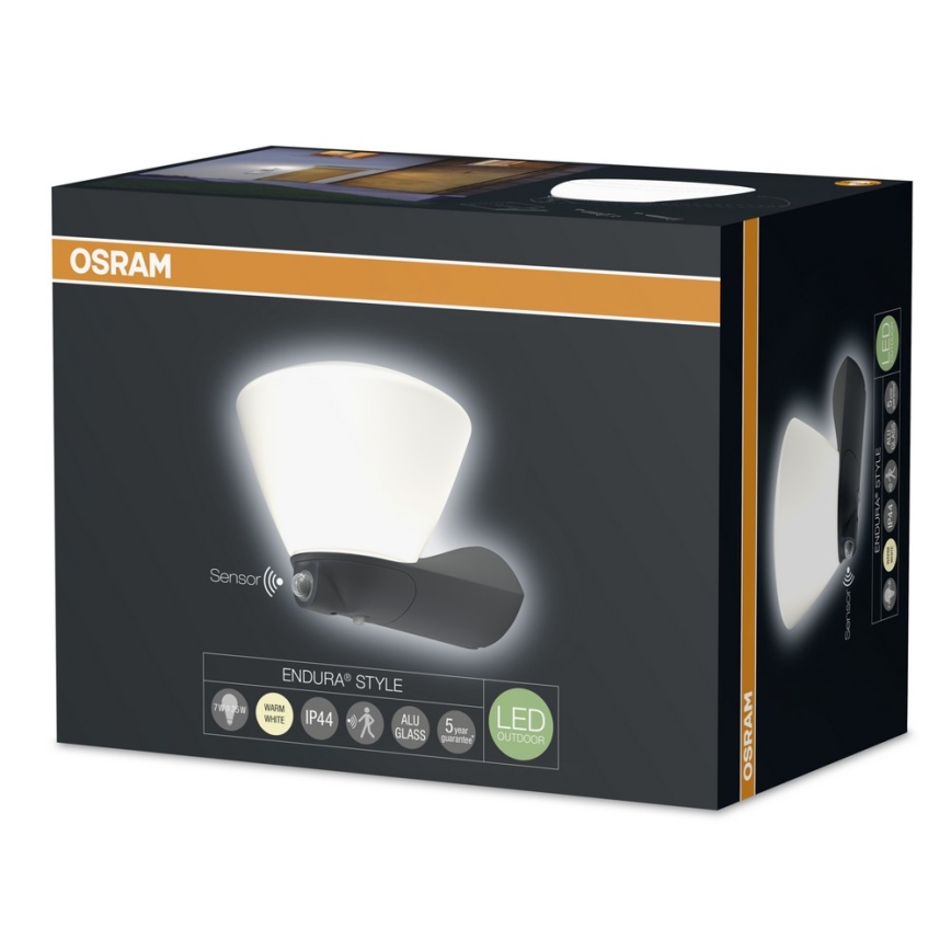 Osram - Applique murale LED extérieure avec détecteur ENDURA LED/7W/230V noir