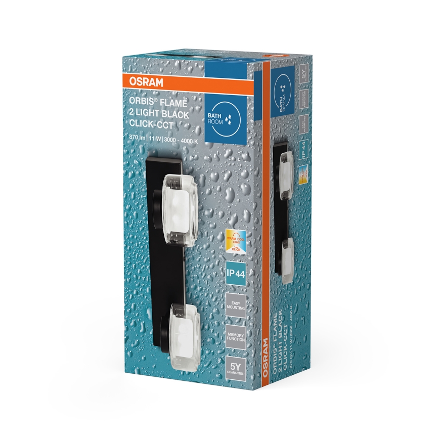 Osram - Applique murale LED pour salle de bains ORBIS FLAME 2xLED/5,5W/230V 3000/4000K IP44 noire