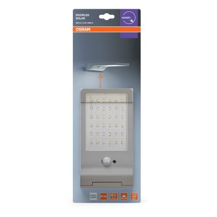 Osram - Applique murale solaire LED avec capteur DOORLED LED/3W/3,3V 2000 mAh IP44 argentée