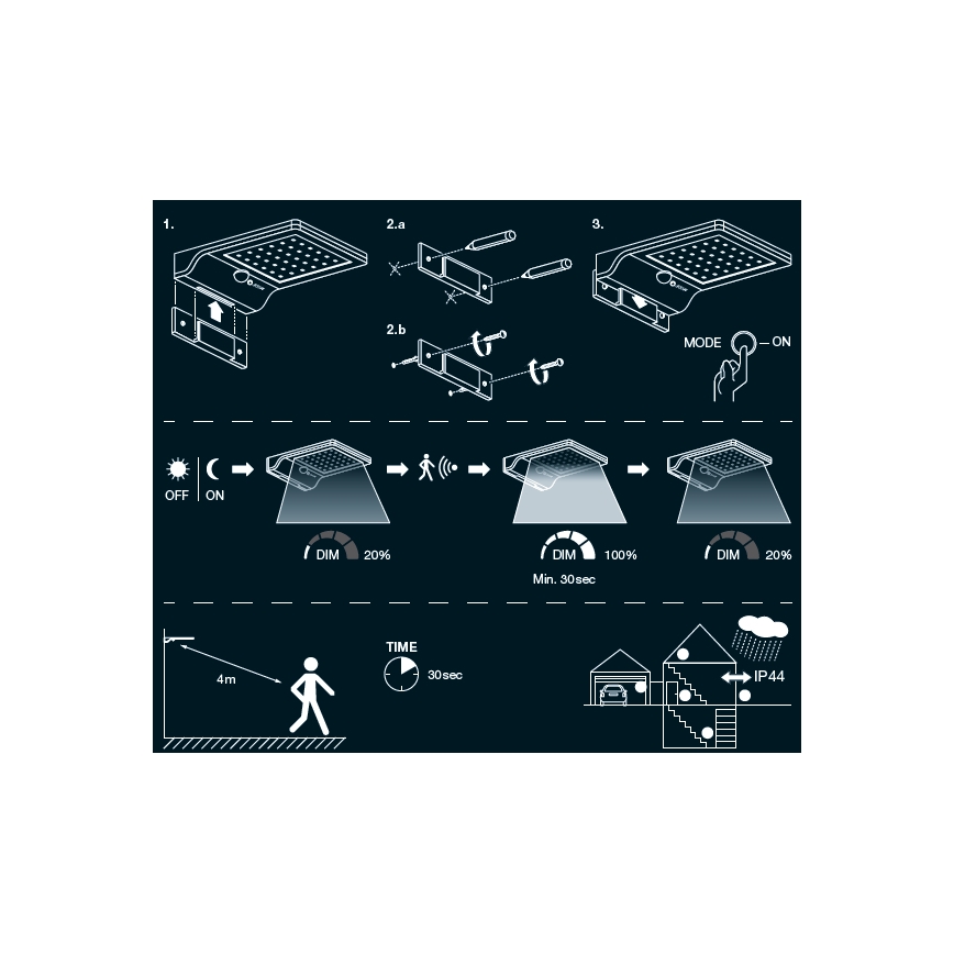Osram - Applique murale solaire LED avec capteur DOORLED LED/3W/3,3V 2000 mAh IP44 argentée