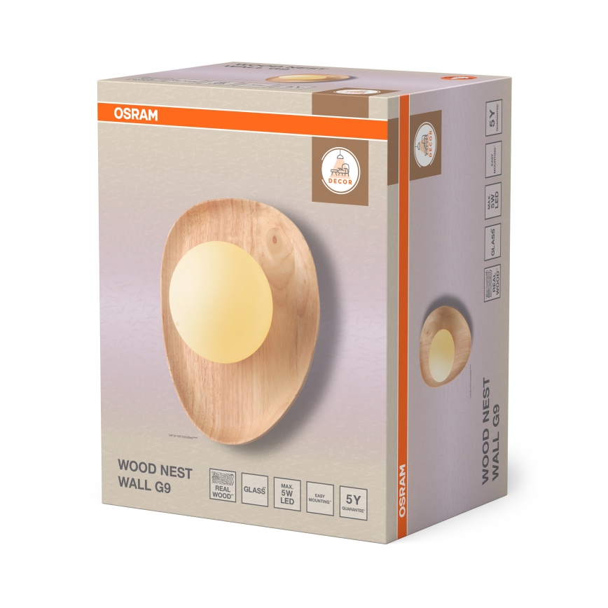Osram - Applique murale WOOD NEST 1xG9/5W/230V en bois d'hévéa