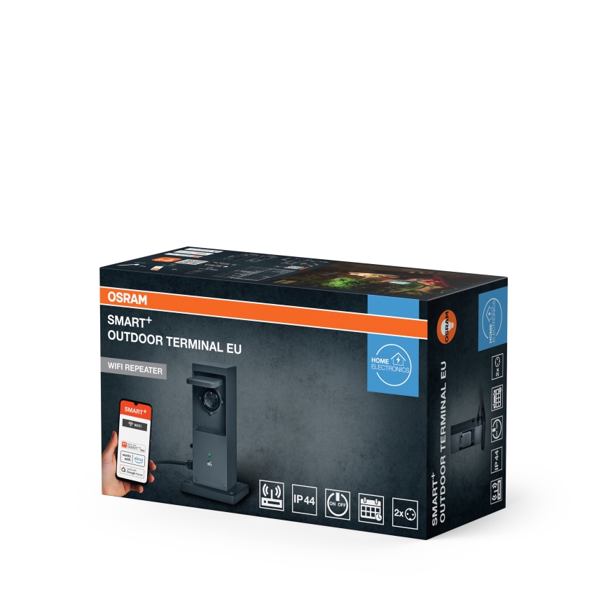 Osram - Borne de prises extérieure intelligente 2 prises SCHUKO avec répéteur Wi‑Fi IP44