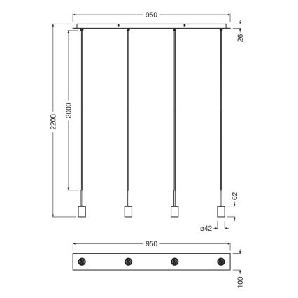 Osram - Câble d'alimentation NEEDLE PENDANT 4xE27/25W/230V anthracite
