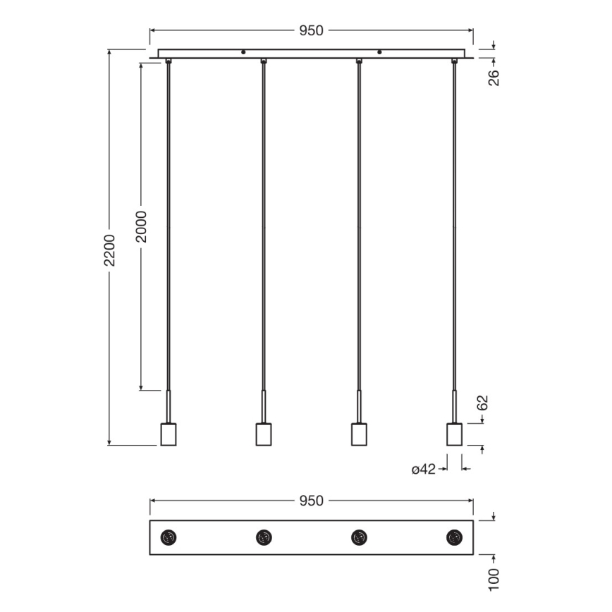 Osram - Câble d'alimentation NEEDLE PENDANT 4xE27/25W/230V anthracite