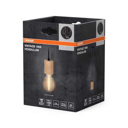 Osram - Câble d'alimentation PENDULUM CYLINDER 1xE27/15W/230V en bois