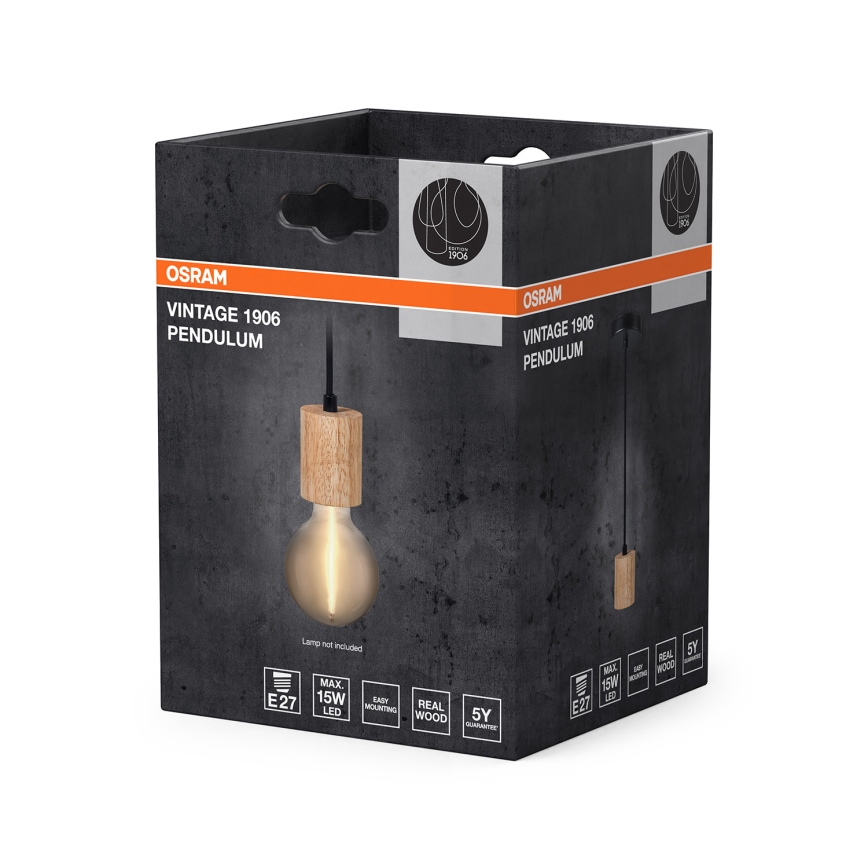 Osram - Câble d'alimentation PENDULUM CYLINDER 1xE27/15W/230V en bois
