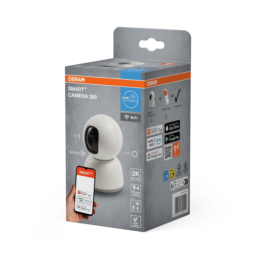 Osram - Caméra d'intérieur intelligente 360° avec capteur 2K SMART+ 230V Wi-Fi