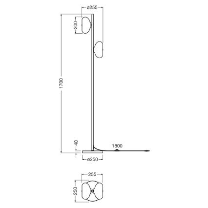 Osram - Lampadaire DECOR SMOKE 2xE14/12W/230V noir/gris fumé