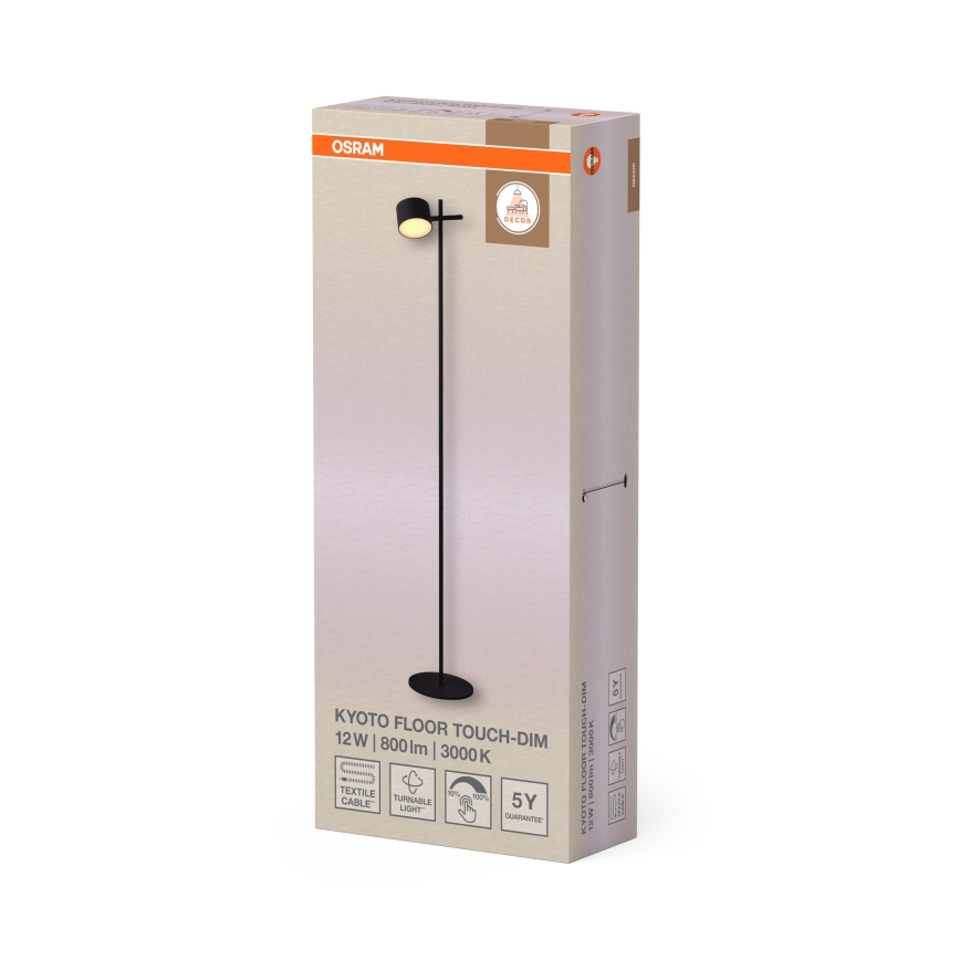 Osram - Lampadaire LED tactile dimmable DECOR KYOTO LED/12W/230V CRI 90 noir