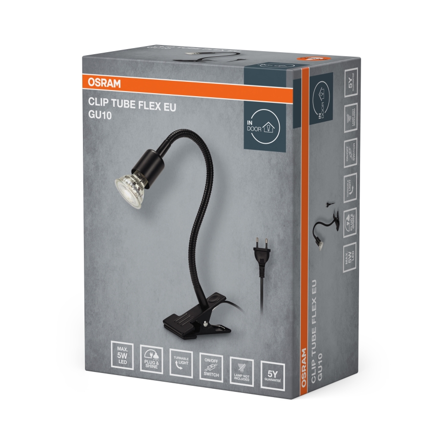 Osram - Lampe à pince CLIP TUBE FLEX 1xGU10/5W/230V noire