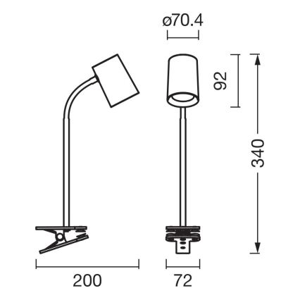 Osram - Lampe de bureau à pince DESK LINE 1xGU10/9W/230V noire