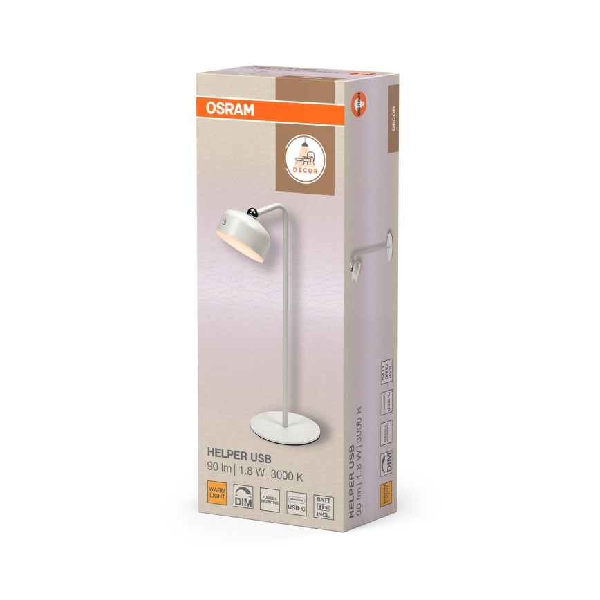 Osram - Lampe de bureau LED rechargeable à intensité variable 3 en 1 DECOR HELPER LED/1,8W/5V blanche