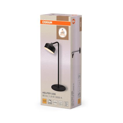 Osram - Lampe de bureau rechargeable LED dimmable 3 en 1 DECOR HELPER LED/1,8W/5V noire