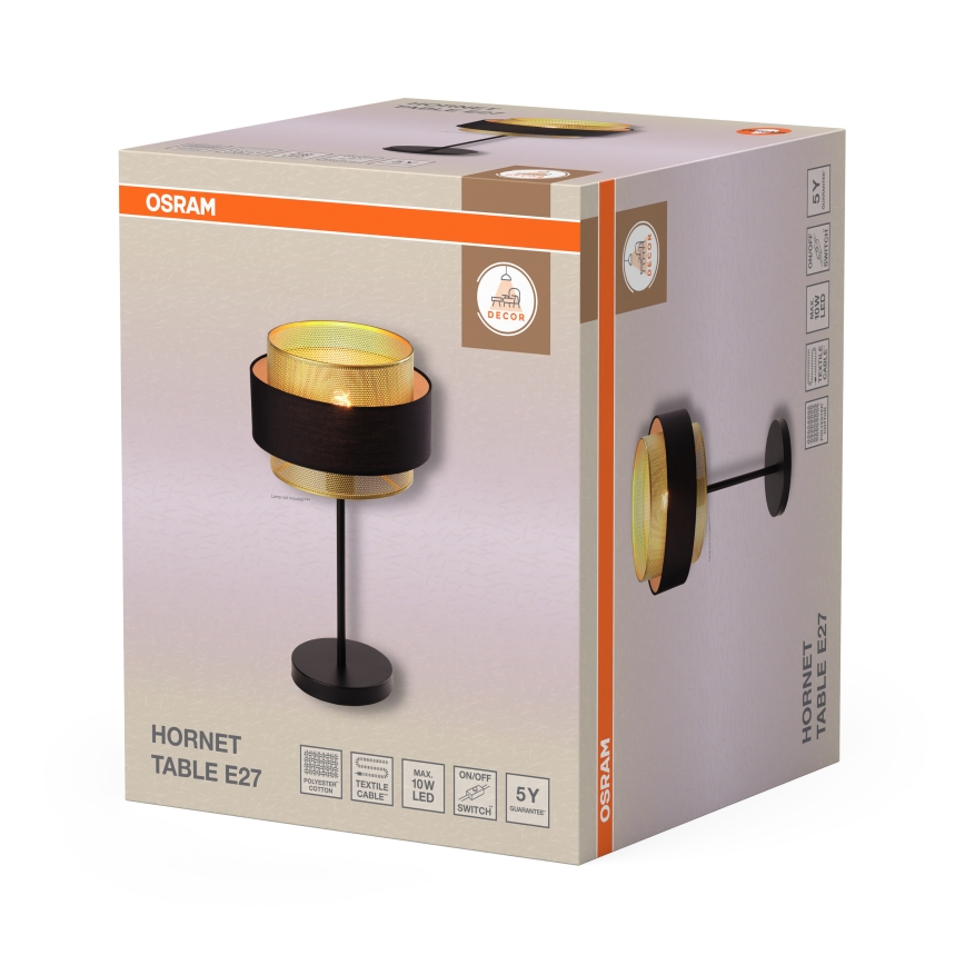 Osram - Lampe de table DECOR HORNET 1xE27/10W/230V noir/doré
