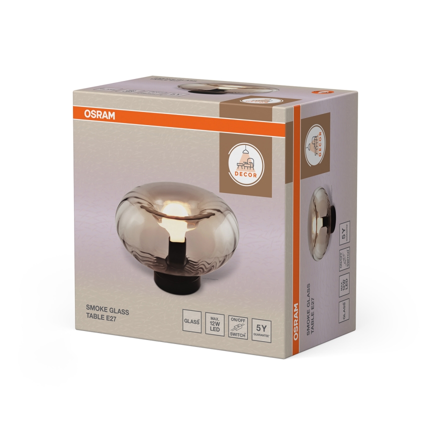 Osram - Lampe de table DECOR SMOKE 1xE27/12W/230V noir/gris fumé
