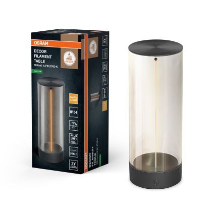 Osram - Lampe de table d'extérieur LED tactile et à intensité variable ENDURA STYLE LED/1,5W/5V 2500 mAh USB IP54 anthracite