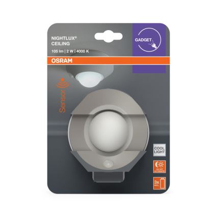 Osram - Lampe d'orientation LED avec détecteur NIGHTLUX LED/2W/3xAA argentée