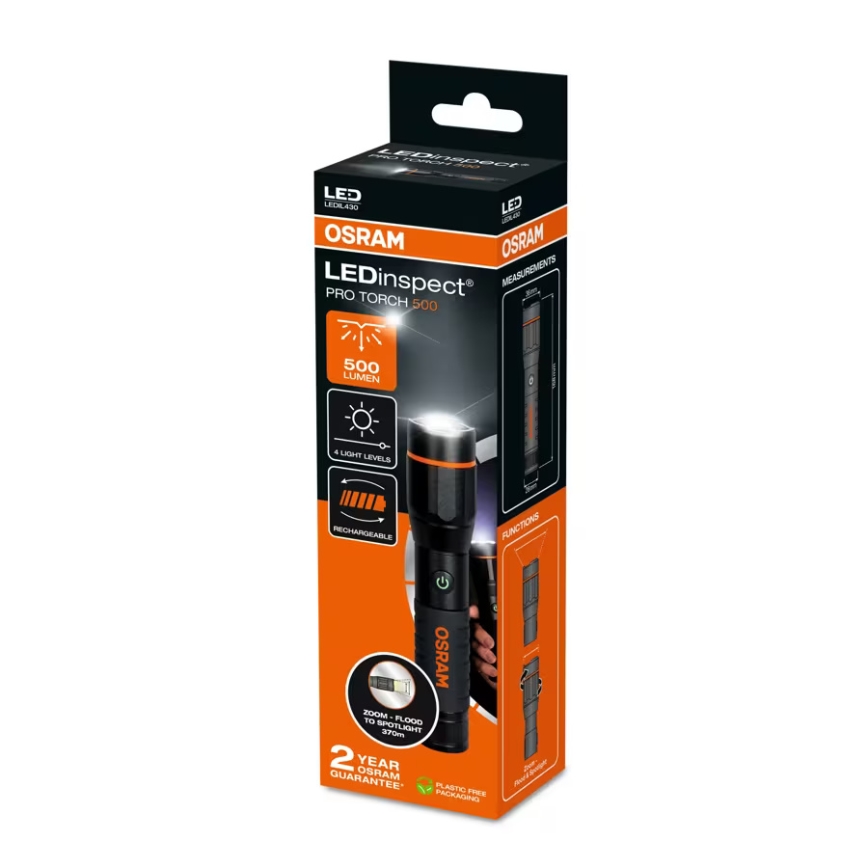 Osram - Lampe torche rechargeable à intensité réglable LEDINSPECT PRO TORCH 500 LED/6W/3,7V 2200 mAh IP44