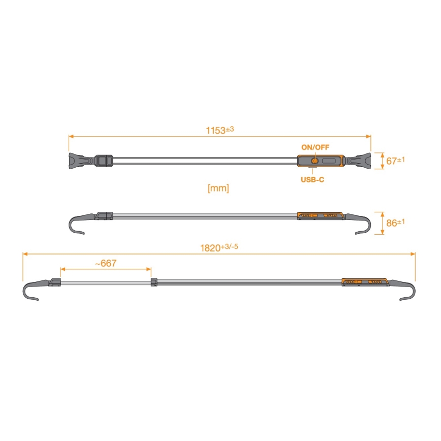 Osram - Lampe d'inspection rechargeable et dimmable LEDINSPECT UNDERBONNET LED/16W/3,7V IP65 4400 mAh