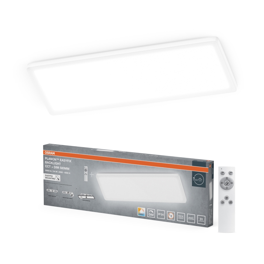 Osram - Plafonnier LED dimmable pour salle de bains PLANON EASYFIX LED/24W/230V 2600-6000K 20x58 cm IP54 blanc + télécommande