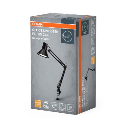 Osram - Lampe de bureau LED dimmable à pince OFFICE LINE LED/9W/230V 3000K noir