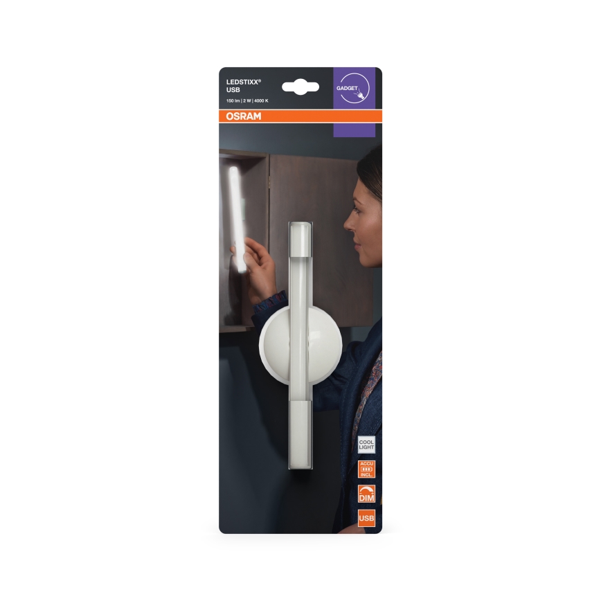 Osram - Veilleuse d'orientation rechargeable LED dimmable LEDSTIXX LED/2W/5V IRC 90, blanche