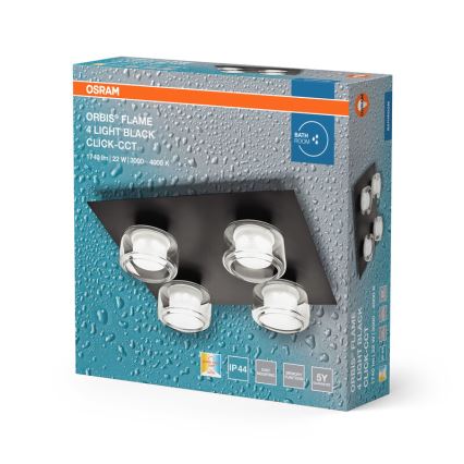 Osram - Plafonnier LED pour salle de bains ORBIS FLAME 4xLED/5,5W/230V 3000/4000K IP44 noir