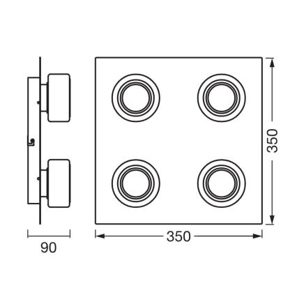 Osram - Plafonnier LED pour salle de bains ORBIS FLAME 4xLED/5,5W/230V 3000/4000K IP44 noir