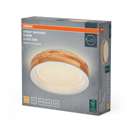 Osram - Plafonnier LED dimmable MARIANO LED/16W/230V Ø 31 cm chêne/blanc