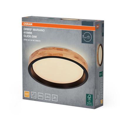 Osram - Plafonnier LED dimmable MARIANO LED/24W/230V Ø 41 cm chêne/noir