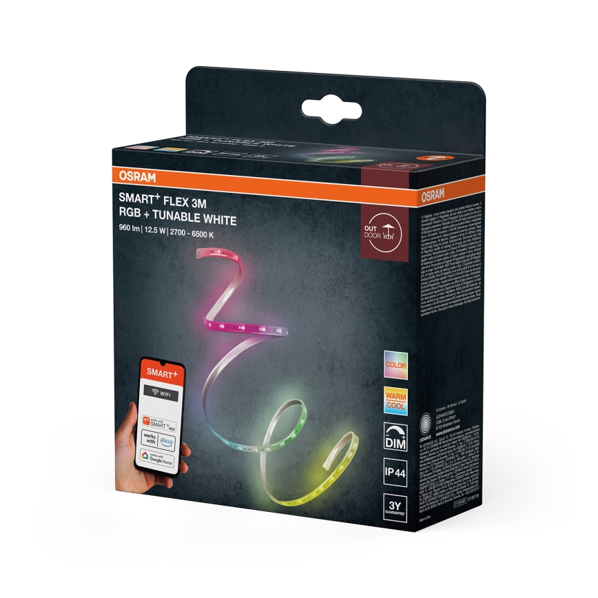 Osram - Ruban LED RVB + blanc variable dimmable d'extérieur SMART+ FLEX 3 m LED/12,5W/230V 2700-6500K IP44 Wi-Fi