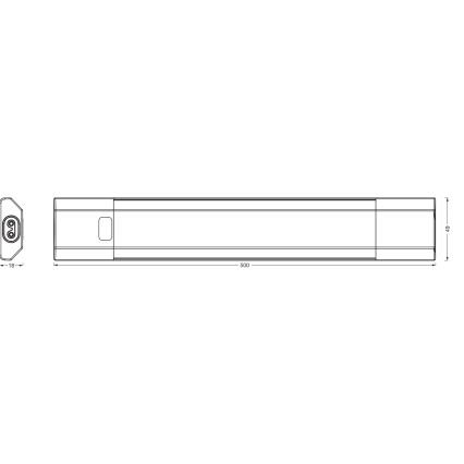 Osram - Luminaire LED RGBW dimmable sous-meuble LINEAR EDGE LED/8W/230V 50 cm noir avec détecteur de mouvement + télécommande