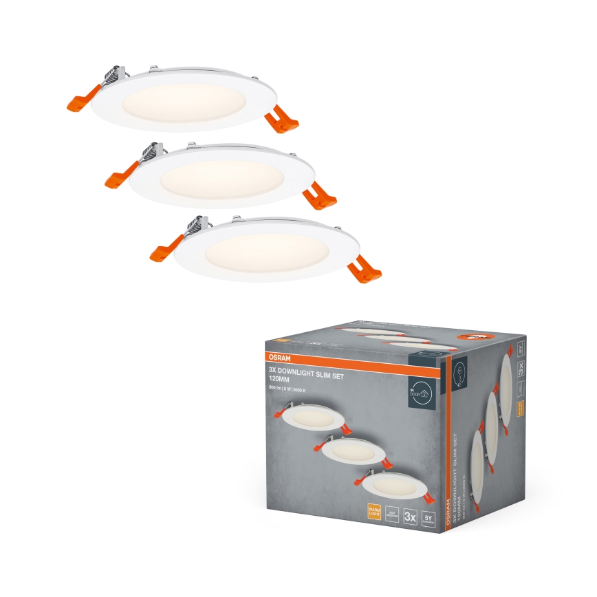 Osram - Lot de 3 spots encastrables LED SPOT 8W 230V 3000K Ø 12 cm blanc