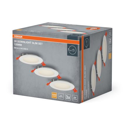 Osram - Lot de 3 spots encastrables LED SPOT 8W 230V 3000K Ø 12 cm blanc