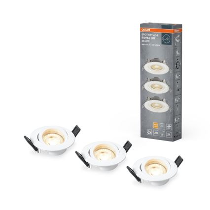 Osram - Lot de 3 spots LED encastrables dimmables SPOT LED/4,9 W/230 V 2700 K Ø 8,7 cm blanc