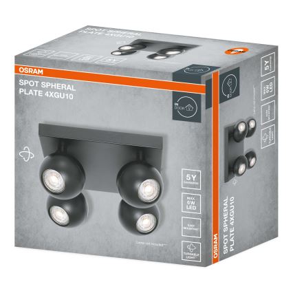 Osram - Luminaire à spots SPOT SPHERAL 4xGU10/6W/230V noir