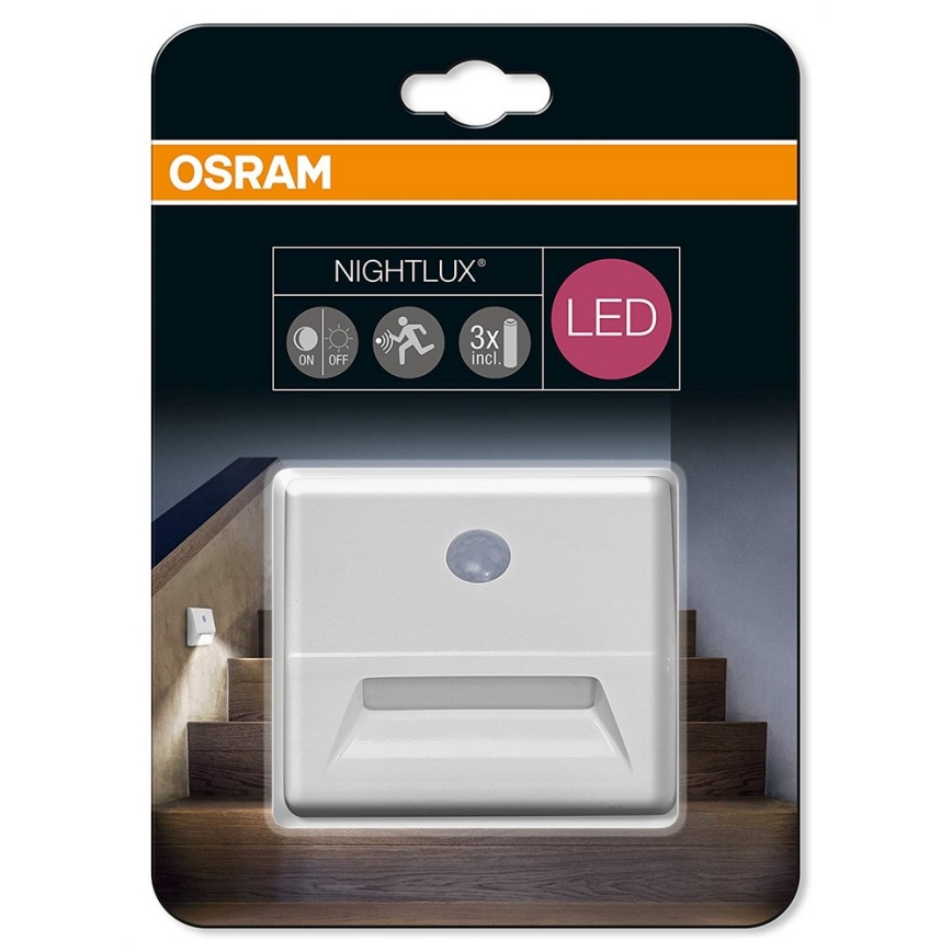 Osram - luminaire d'escalier LED avec détecteur NIGHTLUX LED/0,25W/3xAAA blanc IP54