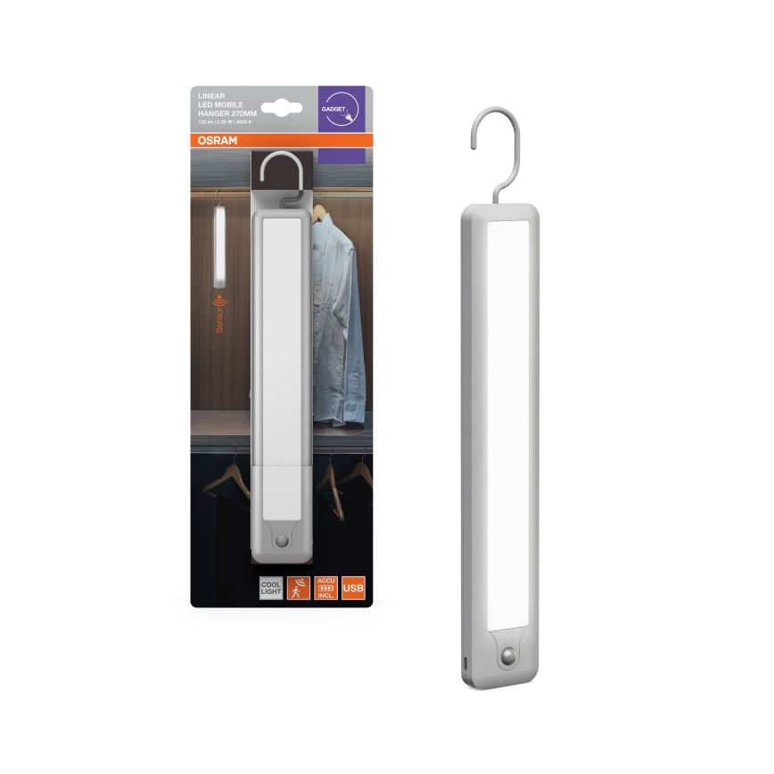 Osram - Luminaire d'orientation LED suspendu avec détecteur de mouvement MOBILE LED/2,35W/5V 1000 mAh blanc
