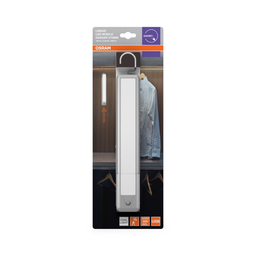 Osram - Luminaire d'orientation LED suspendu avec détecteur de mouvement MOBILE LED/2,35W/5V 1000 mAh blanc
