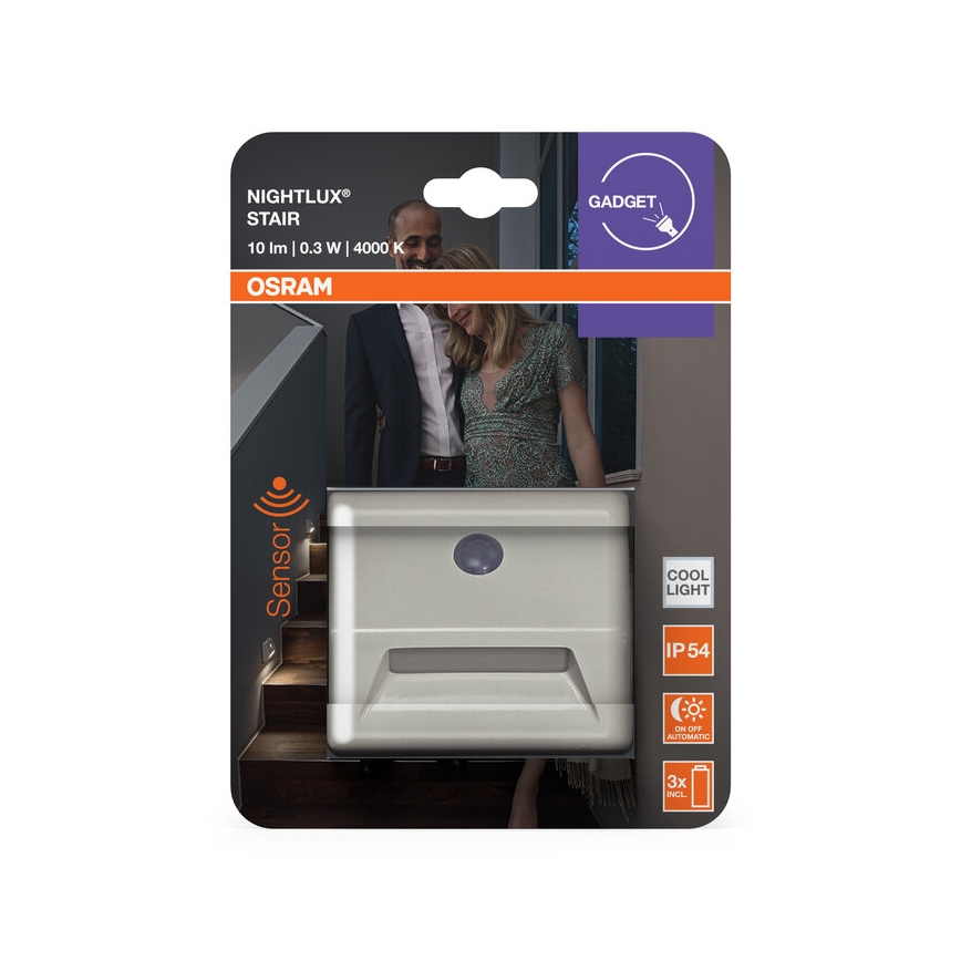 Osram - Luminaire d'escalier LED avec détecteur NIGHTLUX LED/0,25 W/3xAAA IP54 blanc