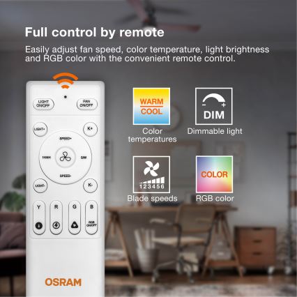 Osram - Plafonnier LED dimmable avec ventilateur MURLAN LED/26W/230V 3000-6500K + télécommande