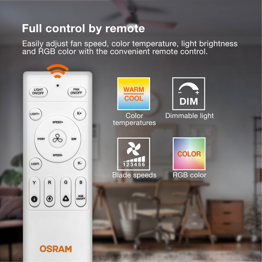 Osram - Plafonnier LED dimmable avec ventilateur MURLAN LED/26W/230V 3000-6500K + télécommande