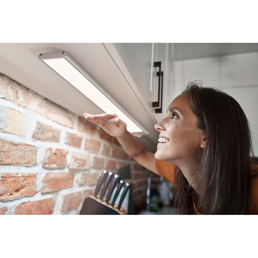 Osram - Éclairage LED sous-meuble avec capteur de mouvement et capteur crépusculaire LINEAR LED/3,2W/3,7V 500 mAh 3000/4000/6500K 40 cm gris