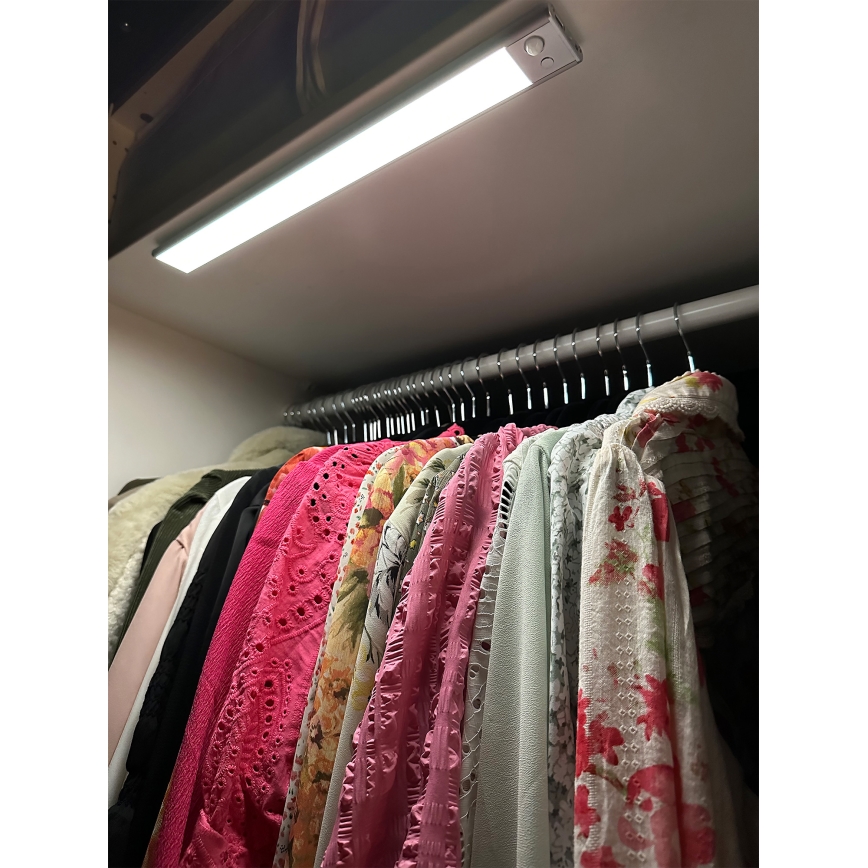 Osram - Éclairage LED sous-meuble avec capteur de mouvement et capteur crépusculaire LINEAR LED/3,2W/3,7V 500 mAh 3000/4000/6500K 40 cm gris